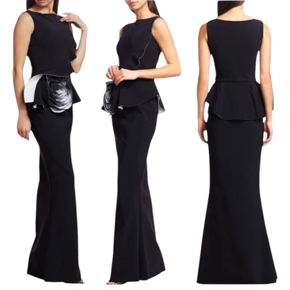 CHIARA BONI LA PETITE ROBE Morny 3D Flower Ruffle Sleeveless Gown Maxi Dress NEW - Picture 1 of 11
